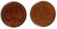 Kolonien Deutsch-Ostafrika 5 Heller Deutsch-Ostafrika 5 Heller 1909J FEHLPRÄGUNG mit zerbrochenem Stempel geprägt