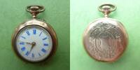 Schweiz, DAMEN TaschenUHR, DAMEN TASCHENUHR, Gold, blaue Ziffern, gute Funktion, kleiner Defekt, ca.1900, -