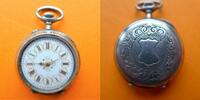 Schweiz, Damen Taschenuhr, DAMEN TASCHENUHR, Silber-0,800, sehr schönes Zifferblatt, gute Funktion,ca.1900, -