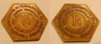 Deutsche Siedlungen im Ausland / Guatemala Plantagengeld Compania Hamburguesa Guatemala Plantagengeld einer Hamburger Firma sechseckig, Messing