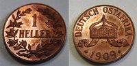 Kolonien Deutsch-Ostafrika 1 Heller Deutsch-Ostafrika 1 Heller 1909J seltenes Jahr und Erhaltung: Polierte Platte