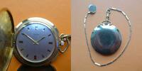 Deutschland, HERREN Taschenuhr, hübsche HALSKETTEN / TASCHEN UHR, Favor, Sprungdeckel, gute Funktion, ca.1960, -