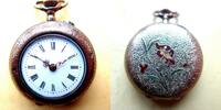 Schweiz, DAMEN Taschen UHR, hübsche DAMEN TASCHENUHR, Gold - 0,333, Zylinderhemmung, gute Funktion-ca. 1900, -