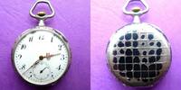 Schweiz, unisex TASCHENUHR, kl. TASCHENUHR, Niello, Sterling-S., Defekte, Ankerhemmung, gute Funkt.-ca-1915, -