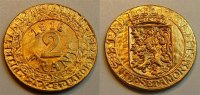 Nebengebiete / Gent 2 Franken Gent offizielles Notgeld 2 Franken 1918 vergoldet prägefrisch