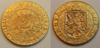 Nebengebiete / Gent 2 Franken Gent offizielles Notgeld 2 Franken 1918 vergoldet prägefrisch
