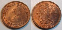 Deutschland / Kaiserreich 2 Pfennig Kaiserreich 2 Pf. J.2 1873 D seltene Erhaltung. Prägefrisch TOP Stück