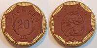 Deutschland / Nebengebiete / Notgeld Sachsen 20 Mark Sachsen Porzellan Sachsen 20 Mark 1920 Meissner Porzellan am Rand vergoldet. Seltenes Jahr !