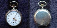 Schweiz, HERREN Taschenuhr, hübsche HERREN TASCHENUHR, Silber-0,800, Zylinderhemmung-gute Funktion-ca. 1915, -