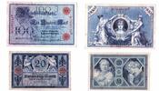 xxx Deutschland 20 und 100 Mark Schein Sonderangebot blauer Zwanziger und blauer Hunderter im Set, Jahr unserer Wahl -