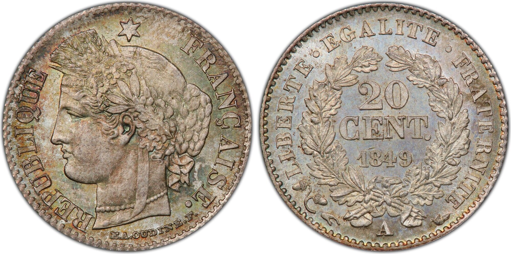 France 1849-A 20C Gad-303 - PCGS MS67, Top POP, 4877 ex | MA-Shops
