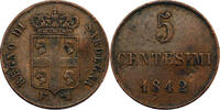 Italie 5 Centesimi 1842 Italie Sardaigne Carlo Alberto 5 Centesimi 1842 ss 50,00 EUR  zzgl. 5,00 EUR Versand