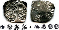 Antike Extremely nice and rare double-sided coin! Silver punchmarked 1/2 karshapana fro -