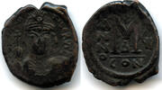 Antike Follis of Maurice Tiberius , Constantinople mint, Byzantine Empire -