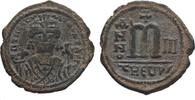 Antike follis Nice of Maurice Tiberius (582-602 CE), Theupolis mint, Byzantine Empire -