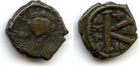 Antike follis Half of Maurice Tiberius (582-602 CE), Thessalonica, Byzantine Empire -