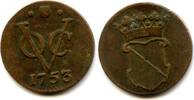 Europa 1/2 duit Rare and high quality Utrecht issue copper issued by VOC (the Dutch Eas -