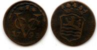 Europa AE duit VOC (Dutch East India Company), w/garland, Zeeland, Netherlands Ea -