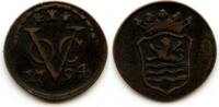 Europa duit Copper issued by VOC (the Dutch East India Company), with a garland, Z -