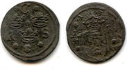 Europa ore Rare large copper 1/4 ore of Christina (1632-1654), dated 1635, Nykoping mint, K -