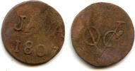Europa duit Copper issued by VOC (the Dutch East India Company), 1807, Java, Netherland -