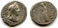 Antike denarius Scarce PVDICITIA silver Empress Sabina (d.136 CE), Rome, Roman Empire -