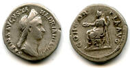 Antike denarius Scarce CONCORDIA silver Sabina (d.136 CE), Roman Empire (RIC 399) -