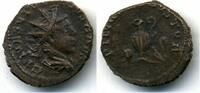 Antike Bronze antoninianus of Tetricus II as Caesar , pontificial implement -