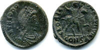 Antike Scarce AE3 of Theodosius with a horseman reverse, Constantinopolis -