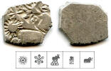 Antike Nice silver karshapana, Nanda period (ca.345-323 BC), Magadha, India (G/H #450) -