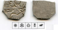 Antike Nice silver karshapana, Nanda period (ca.345-323 BC), Magadha, India (G/H #464) -