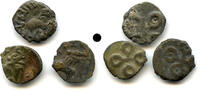 Antike potin Lot of 3 karshapanas, Satakarnis (c.70 BC - 200 AD), Satavahana Empire, In -