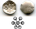 Mittelalter Rare silver 1/16th shatamana (shana) from Gandhara Janapada, ca.500-400 BC, Indi -