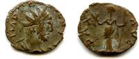 Antike antoninianus Very neat high quality ancient PAX barbarous AE16 of Tetricus (mint -