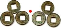 Weltmünzen bronze Lot of 3 Wu Zhu coins of various types, 115 BC-220 AD, Han dynasties, Chi -