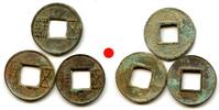 Weltmünzen bronze Lot of 3 Wu Zhu coins of various types, 115 BC-220 AD, Han dynasties, Chi -
