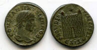 Antike follis Camp-gate of Constantine II as Caesar , Siscia, Roman Empire -