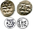 Mittelalter Silver damma of governor Asad, bilingual type with Arabic and Brahmi inscription -