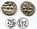 Mittelalter Silver damma of governor Asad, bilingual type with Arabic and Brahmi inscription -