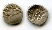 Mittelalter Scarce bull type damma of Ranavigraha, Yashaditya series silver dammas, earl -