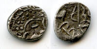 Mittelalter RRR Yashaditya series silver damma, Ranavigraha, c.710 CE, pre-Islamic Sindh -