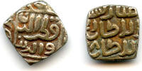 Delhi Sultanate (1193-1526) Square silver 8-gani of Mubarak , 718AH/1318, Delhi Sultanate, India -