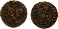 1000-to date, Netherlands duit Rare Gelderland VOC hill privy mark, 1732, Dutch East India -
