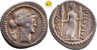 Römische Republik P. Clodius Turrinus Denar 42 v. Chr., Rom, ss