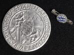 Bayern Medaille + Anstecknadel o.J. Kuratorium der Bayerischen Arbeitgeberschaft - Für 25 Jahre treue Mitarbeit vz-st/Etui