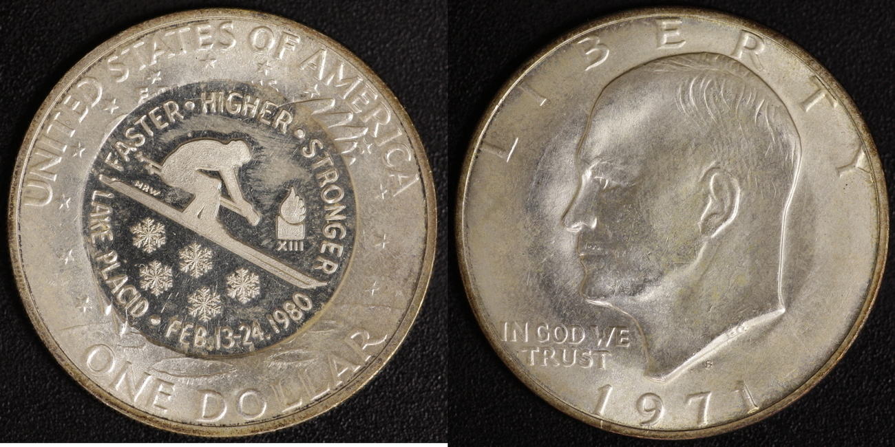 USA 1 Dollar 1980 1971 Eisenhower Gegenstempel Lake Placid Vz MA Shops usa-1-dollar-1980-1971-eisenhower-gegenstempel-lake-placid-vz-ma-shops