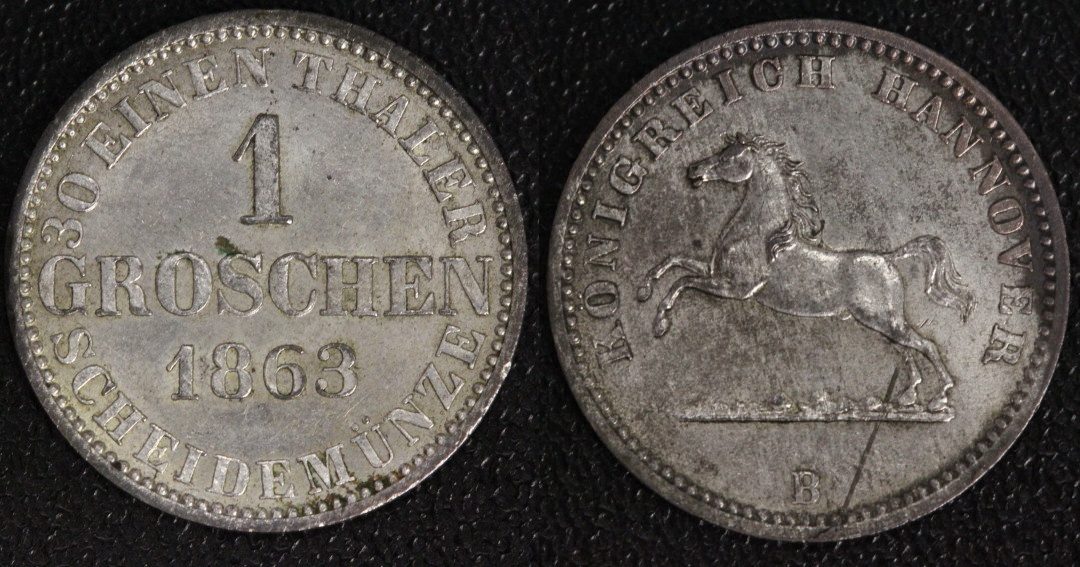 Hannover 1 Groschen 1863 Georg V. F.vz/Kr. | MA-Shops