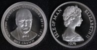 Isle of Man 1 Crown 100. Geburtstag Winston Churchill - Elisabeth II. (Silber)
