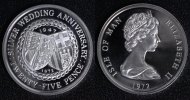 Isle of Man 25 Pence 25-jähriges Hochzeitsjubiläum - Elisabeth II. (Silber)