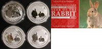 Australien Typeset Typeset- 4x 1 Oz Ag - Jahr des Hasen Lunar II -